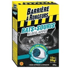 Appât bloc - rats et souris - 300 g - 15 blocs de 20 g