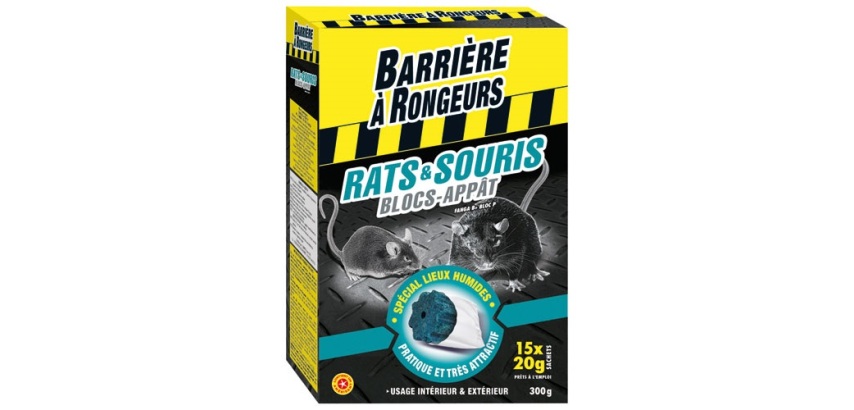 Appât bloc - rats et souris - 300 g - 15 blocs de 20 g