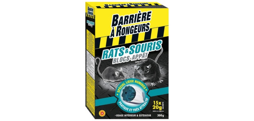 Appât bloc - rats et souris - 300 g - 15 blocs de 20 g