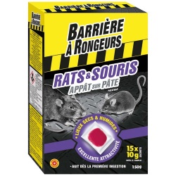 Appât sur pâte - rats et souris - 150 g - 15 sachets de 10 g