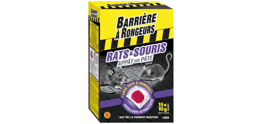 Appât sur pâte - rats et souris - 150 g - 15 sachets de 10 g