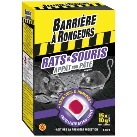 Appât sur pâte - rats et souris - 150 g - 15 sachets de 10 g