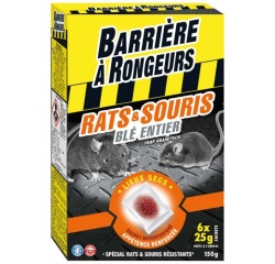 Appât céréales - rats et souris - blé entier - 150 g - 6 sachet de 25 g