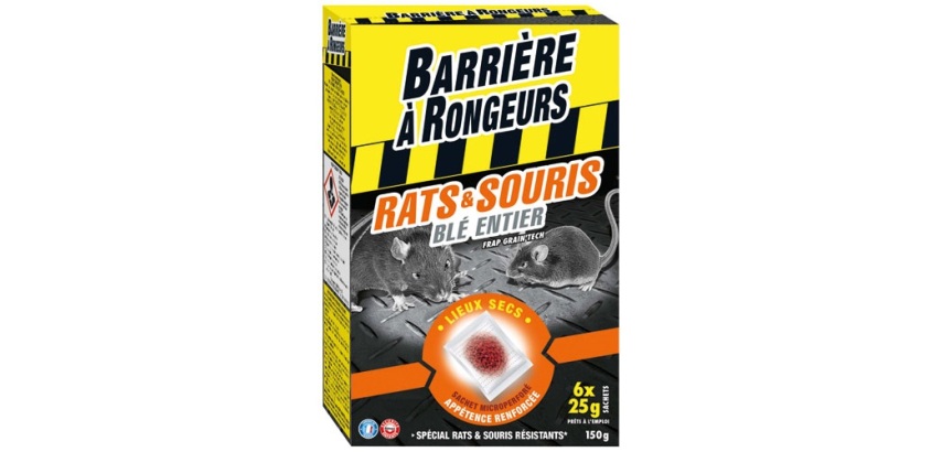 Appât céréales - rats et souris - blé entier - 150 g - 6 sachet de 25 g