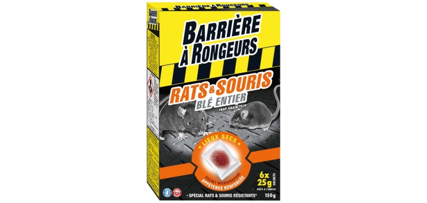 Appât céréales - rats et souris - blé entier - 150 g - 6 sachet de 25 g