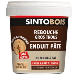Sintobois pate rebouche gros trous bois 1kg bois clair
