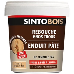 Sintobois pate rebouche gros trous bois 1kg bois clair