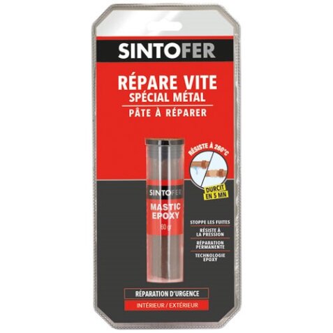 Sintofer repare vite mastic époxy spécial métal 60g