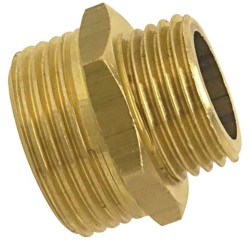 Mamelon double mâle réduit  - 12x17 (3/8") - 15x21 (1/2") - laiton