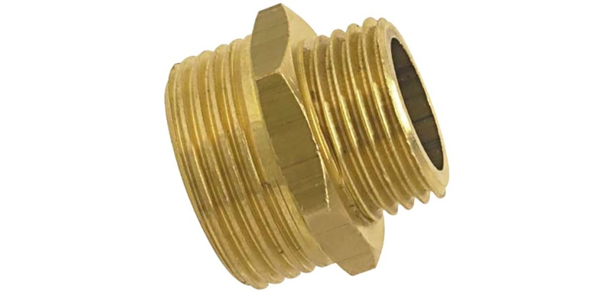 Mamelon double mâle réduit  - 12x17 (3/8") - 15x21 (1/2") - laiton