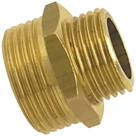 Mamelon double mâle réduit  - 12x17 (3/8") - 20x27  (3/4") - laiton