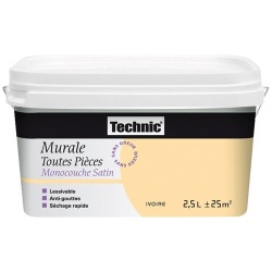 Peinure murale satin monocouche - toutes pièces - 2.5 L - taupe