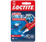 LOCTITE Colles Cyanoacrylates SUPERGLUE-3 Spécial Plastiques Tube 2g + Styl