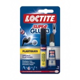 LOCTITE Colles Cyanoacrylates SUPERGLUE-3 Spécial Plastiques Tube 2g + Styl