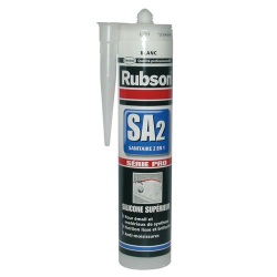 Mastic silicone - sanitaire - 2 en 1 - 280 mL - blanc