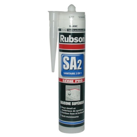 Mastic silicone - sanitaire - 2 en 1 - 280 mL - blanc