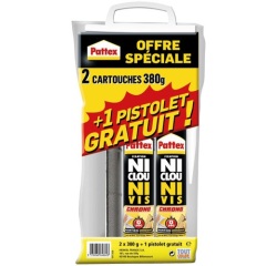 Colle fixation ni clou ni vis - avec pistolet - 310 mL - Lot de 2