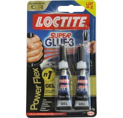LOCTITE Colles Cyanoacrylates SUPERGLUE-3 Power Gel Tube 3g Lot de 2 Bliste