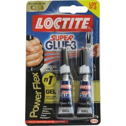 LOCTITE Colles Cyanoacrylates SUPERGLUE-3 Power Gel Tube 3g Lot de 2 Bliste