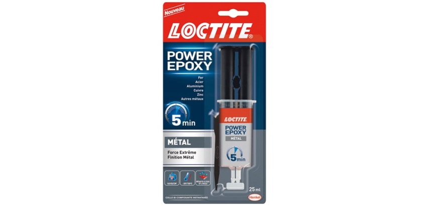 Colle Power Epoxy Loctite, couleur métal  - Tube de 25 ml