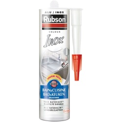 Mastic silicone - sanitaire - 280 mL - inox gris métallisé