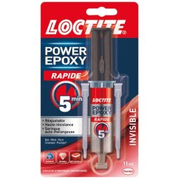 Colle Power Epoxy Rapide 5 minutes, invisible Loctite -  Tube de 11 ml