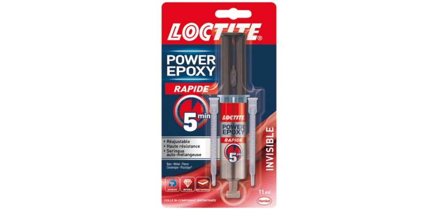 Colle Power Epoxy Rapide 5 minutes, invisible Loctite -  Tube de 11 ml