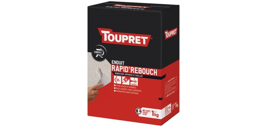 Enduit rapide de rebouchage poudre 1kg INT/EXT+spatule incl