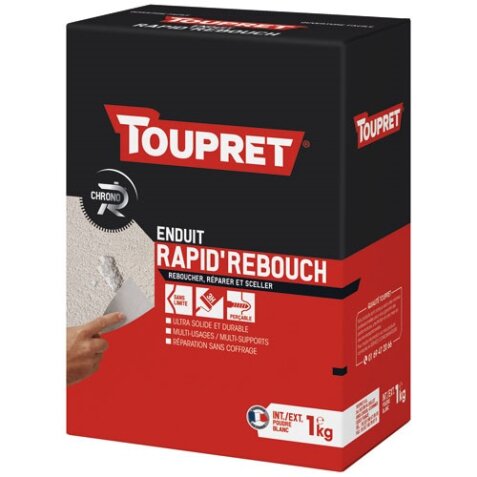 Enduit rapide de rebouchage poudre 1kg INT/EXT+spatule incl