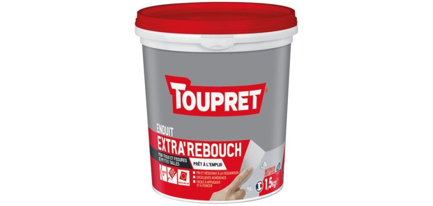 Enduit de rebouchage intérieur Extra Rebouch' Toupret - Seau de 1,5 kg