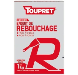 Enduit rebouchage intérieur poudre - 1 Kg - blanc