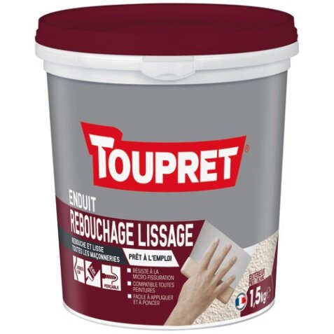 Enduit rebouchage lissage pâte extérieur 1.5kg + spatule