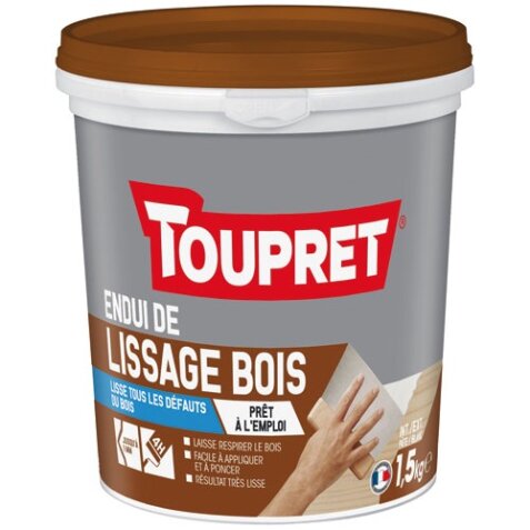 Enduit lissage bois pâte intérieur extérieur 1.5kg blanc