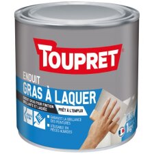 Enduit gras à laquer intérieur/extérieur Toupret, blanc - Seau de 1 kg