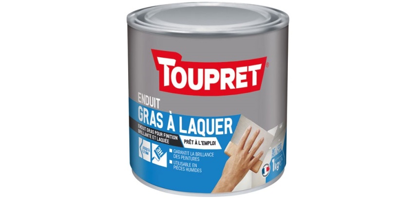 Enduit gras à laquer intérieur/extérieur Toupret, blanc - Seau de 1 kg