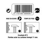 Crochet béton N°2 - Suédois - pointes 11 mm - lot de 4