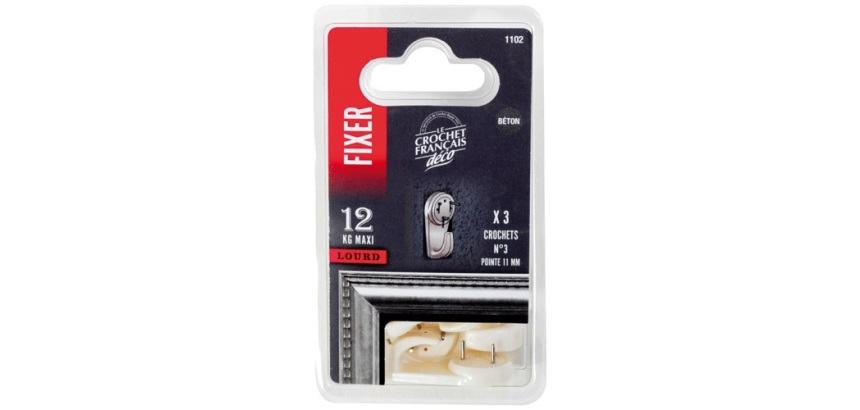 Crochet béton N°3 - Suédois - pointes 11 mm - lot de 3