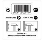 Crochet béton N°3 - Suédois - pointes 11 mm - lot de 3