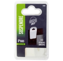 Attache adhésive - spéciale petits cadres - 4 x 0.15 x 5 cm - blanc - lot d