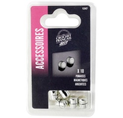 Punaises magnétiques argentées - lot de 10