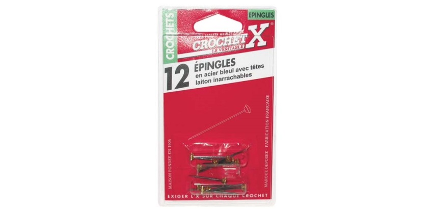 Auiguille de rechange - épingle - acier bleui - tête laiton - lot de 12