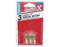 Crochet - spécial béton - laitonné - pointe de 14 mm - lot de 3
