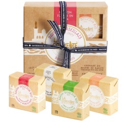 Coffret - pavés Marseillais - douceur Bio- comprenant 4 savonettes