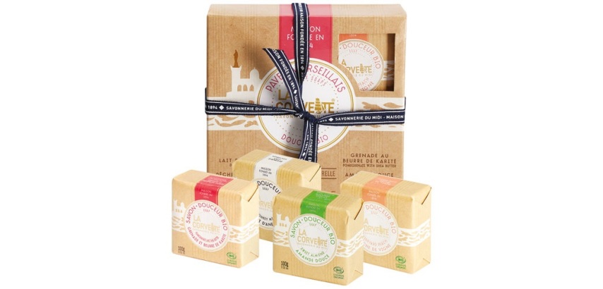 Coffret 4 pavés Marseillais Douceur Bio - Cosmos Organic