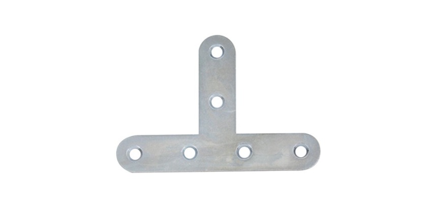 Equerre en T - têtes rondes - 15 x 1.5 mm - L : 80 - 40 mm - zingué blanc -