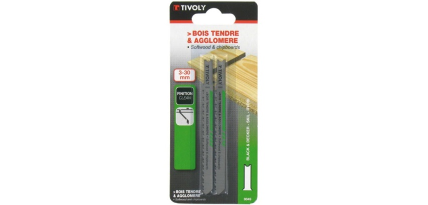 Lame de scie sauteuse TIVOLY Essential - spécial bois - fixation en U - L : 100 - Lot de 2
