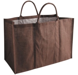 Sac à bûches en jute plastifié - unis chocolat