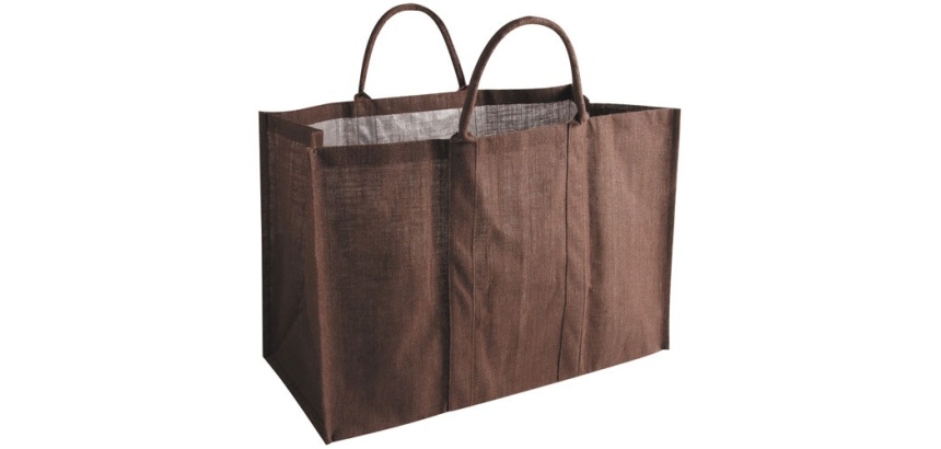 Sac à bûches en jute plastifié - unis chocolat