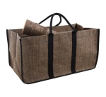 Sac à bûches en jute plastifié - motif chevron - 70 L