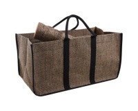 Sac à bûches en jute plastifié - motif chevron - 70 L